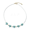 Ocean Sea Animals Synthetic Turquoise & Natural Cultured Freshwater Pearl & Glass Seed Beaded Necklaces for Women NJEW-JN06127-01-4