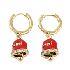 Bell Brass & Enamel Hoop Earrings for Women EJEW-U015-25G-G-1