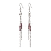 Round 304 Stainless Steel Natural Garnet Dangle Earrings EJEW-JE06783-03-3