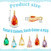 24Pcs 6 Colors  Golden Brass Micro Pave Cubic Zirconia Charms KK-GA0001-68-2
