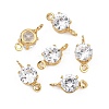 SHEGRACE Brass Pave Cubic Zirconia Flat Round Connector Charms XGRQ2O098-435A-G-2