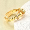Brass with Cubic Zirconia Cuff Rings RJEW-Q018-01G-4