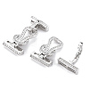 Brass Micro Pave Clear Cubic Zirconia Fold Over Clasps KK-S356-577-NF-1