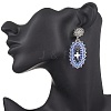 Cross Oval Glass Seed Bead Woven Stud Earrings EJEW-MZ00595-03-3