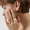 1Pc Rhodium Plated 925 Sterling Silver Adjustable Ring Settings STER-HS0001-16-6