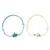 2Pcs 2 Colors Ocean Dyed Synthetic Turquoise Starfish Beaded Adjustable Waxed Polyester Cord Bracelets for Women BJEW-JB14242-3