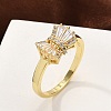 Rack Plating Brass Micro Pave Cubic Zirconia Cuff Finger Rings for Women RJEW-M027-02G-02-3