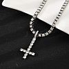 Alloy Full Crystal Rhinestone Christian Inverted Cross Pendant Necklaces NJEW-P333-01P-1
