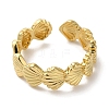 Shell Shape Rack Plating Brass Open Cuff Finger Rings for Women RJEW-L123-004G-2