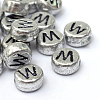 Plated Acrylic Horizontal Hole Letter Beads PACR-Q099-03W-1