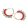 Alloy with Glass with Natural Malaysia Jade Hoop Earring EJEW-MZ00173-4