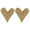 Rack Plating Heart Brass Pave Clear Cubic Zirconia Stud Earrings EJEW-I310-03G-2