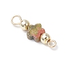 7Pcs 7 Styles Natural Picture Jaspe & Blue Spot Jasper & Dalmatian Jasper & Unakite & Green Strawberry Quartz & Red Jasper & Opalite Flower Connector Charms PALLOY-JF03787-4