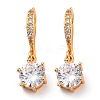 Brass Micro Pave Clear Cubic Zirconia Hoop Earrings EJEW-K300-32G-4