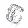 Non-Tarnish 304 Stainless Steel Twist Wrap Open Cuff Ring RJEW-T023-06P-3