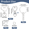 150Pcs 3 Styles Heart Shape Zinc Alloy Swivel Lobster Clasp with Iron Split Key Rings with 304 Stainless Steel Jump Rings FIND-SP0002-59P-2