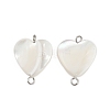 Natural Shell Heart Connector Charms X1-STAS-D378-25P-1