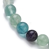 Natural Fluorite Beaded Stretch Bracelets BJEW-JB10070-01-4