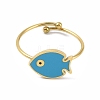 Ion Plating(IP) Fish 304 Stainless Steel Enamel Ring RJEW-A038-14G-02-2