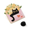 Black Cat & Flower Enamel Pins JEWB-Z048-09G-02-3