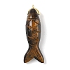 Natural Tiger Eye Carved Pendants G-P599-08G-03-1