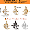 6Pcs 3 Colors  Brass Micro Pave CLear Cubic Zirconia Pendants ZIRC-BBC0002-95-2
