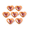 Flower Printed Opaque Acrylic Heart Beads SACR-S305-28-J03-1