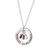 Glass and Alloy Round With Word Forever In My Heart Pendants Necklace NJEW-JN04697-03-2
