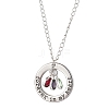 Glass and Alloy Round With Word Forever In My Heart Pendant Necklace NJEW-JN04697-03-2