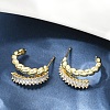 Twist Brass Micro Pave Cubic Zirconia Stud Earrings EJEW-M082-16G-02-1