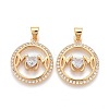 Brass Micro Pave Clear Cubic Zirconia Pendants ZIRC-Z005-03-1