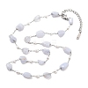 Natural White Jade Nuggets Link Chain Necklaces NJEW-H041-06P-01-1