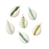 6Pcs 6 Styles Natural Cowrie Shell & Glass Seed Beads Pendants PALLOY-JF02759-04-1