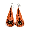 Boho Seed Bead Halloween Spider Tassel Earrings EJEW-Q380-04B-1