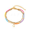 304 Stainless Steel Letter Charm Double-layered Bracelets VG5038-17-1