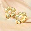 Flower Brass Stud Earrings EJEW-F358-03B-G-3