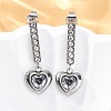 304 Stainless Steel Rhinestone Heart Dangle Stud Earrings EJEW-Q386-03P-1