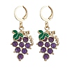 Grape Alloy Enamel Leverback Earrings EJEW-JE06187-1