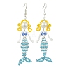 Copper Wire with Glass Beads Dangle Earrings EJEW-MZ00816-03-2