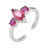 Brass Micro Pave Cubic Zirconia Cuff Open Rings for Women RJEW-L343-14P-01-4