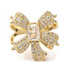 Bowknot Brass Micro Pave Clear Cubic Zirconia Finger Rings RJEW-U008-31G-2