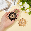 2Pcs 2 Colors Flower Light Gold Alloy Acrylic Brooch JEWB-OC0001-08-3