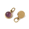 Natural Amethyst Half Round Charms with Jump Ring STAS-A097-05G-14-3