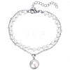 Double Layer Alloy with Plastic Pearl Pendant Necklaces for Women WG5D178-04-2