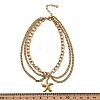 Summer Beach 304 Stainless Steel Starfish Charm 3 Layer Anklets for Women AJEW-F069-01G-3