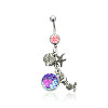 316L Surgical Stainless Steel Mermaid Starfish Dangle Belly Rings WG35D2C-15-2