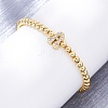 Brass Round Beads Stretch Bracelets BJEW-A034-05G-6