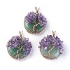 Natural Green Aventurine & Amethyst Big Pendants G-G771-B01-1