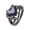 Heart Brass Micro Pave Cubic Zirconia Finger Rings FS-WG4D14B-07-1