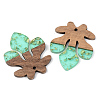 Transparent Resin & Walnut Wood Pendants RESI-S389-051A-B02-2